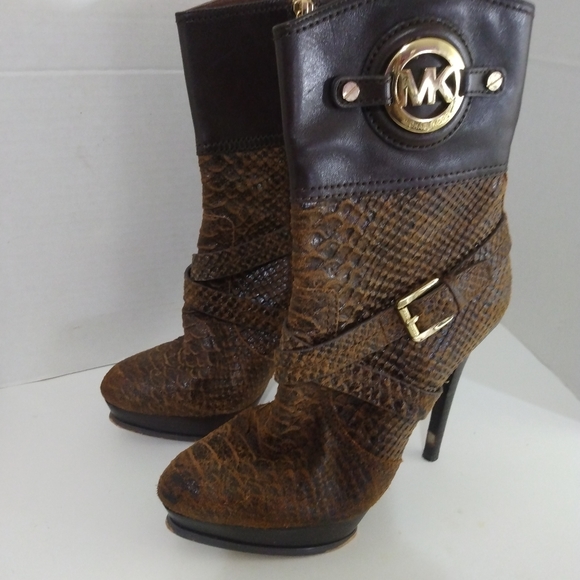 Michael Kors Snakeskin Leather Heel Boot - Picture 3 of 14